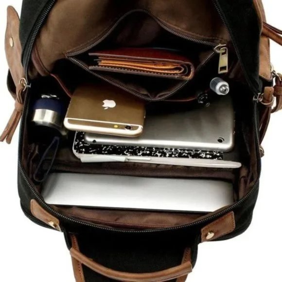 New Men Shoulder PU Leather Backpack - Picture 7 of 8